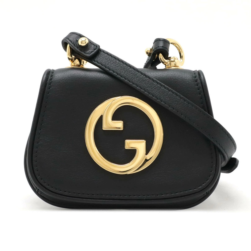 Gucci Blondie Card Case Wallet Pouch Clutch Shoulder Bag Leather Black